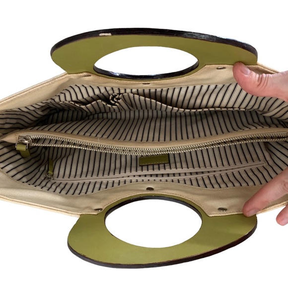 Vintage authentic Kate Spade waxed linen tote mod retro Rare - Picture 3 of 15